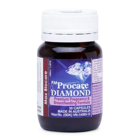 Viên nang PM Procare Diamond bổ sung vitamin, Omega-3 cho phụ nữ có thai,cho con bú (chai 30 viên)