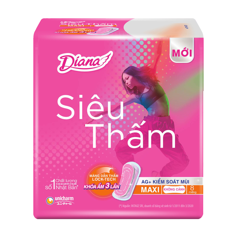 Băng Vệ Sinh DIANA Siêu Thấm Không Cánh (8 Miếng)