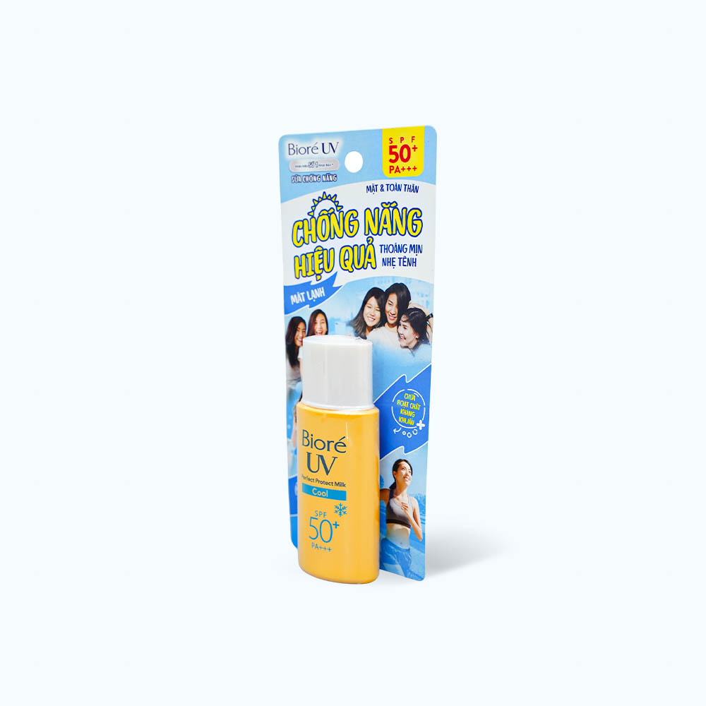 Sữa Chống Nắng BIORÉ Perfect Protect Milk COOL Bảo Vệ Hoàn Hảo - Mát Lạnh UV  SPF50/PA+++ (Chai 25ml)