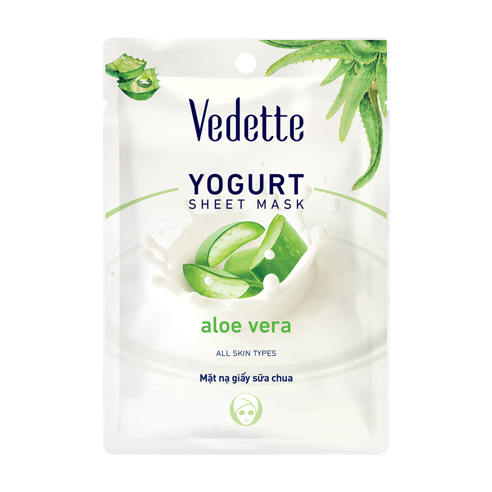 Mặt Nạ Giấy Sữa Chua VEDETTE Yoghuri Nha Đam (Gói 22g)