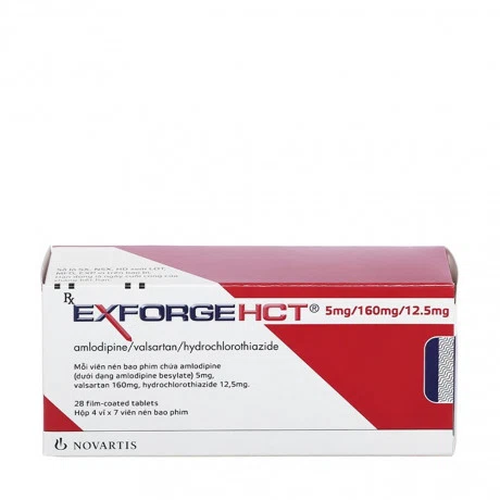 Viên nén Exforge HCT 5mg/160mg/12.5mg điều trị tăng huyết áp (4 vỉ x 7 ...