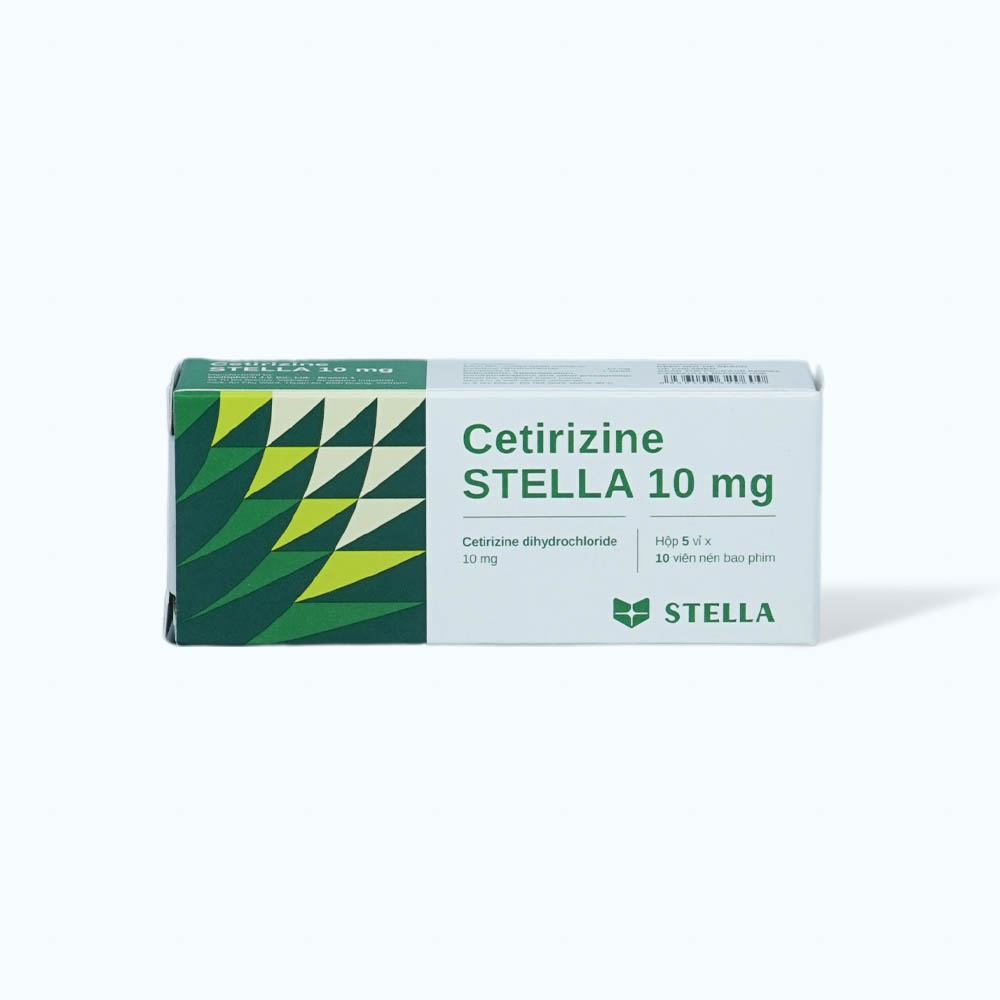 Viên nén Cetirizin Stella 10mg làm giảm các triệu chứng dị ứng ở mũi, mày đay (5 vỉ x 10 viên)