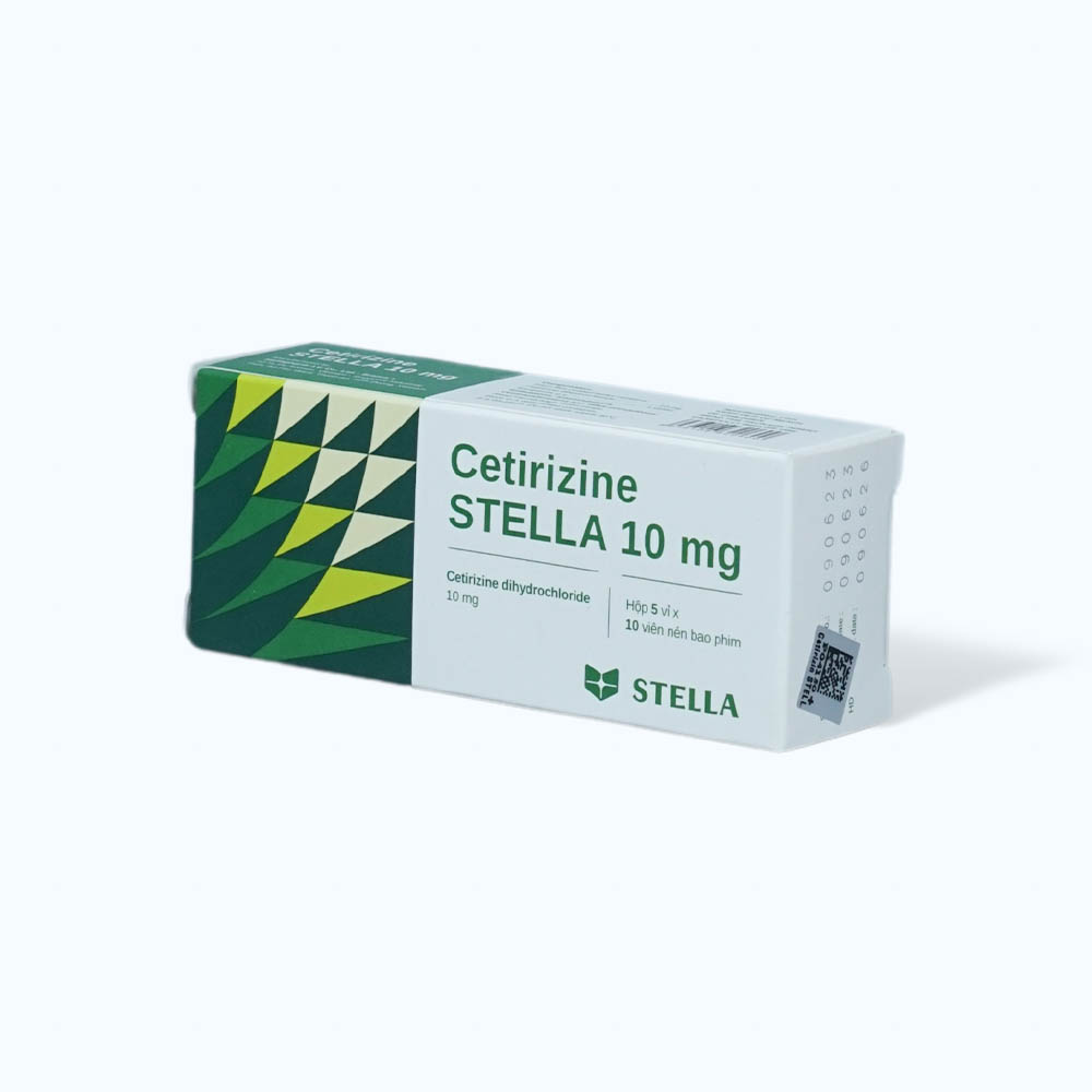 Viên nén Cetirizin Stella 10mg làm giảm các triệu chứng dị ứng ở mũi, mày đay (5 vỉ x 10 viên)