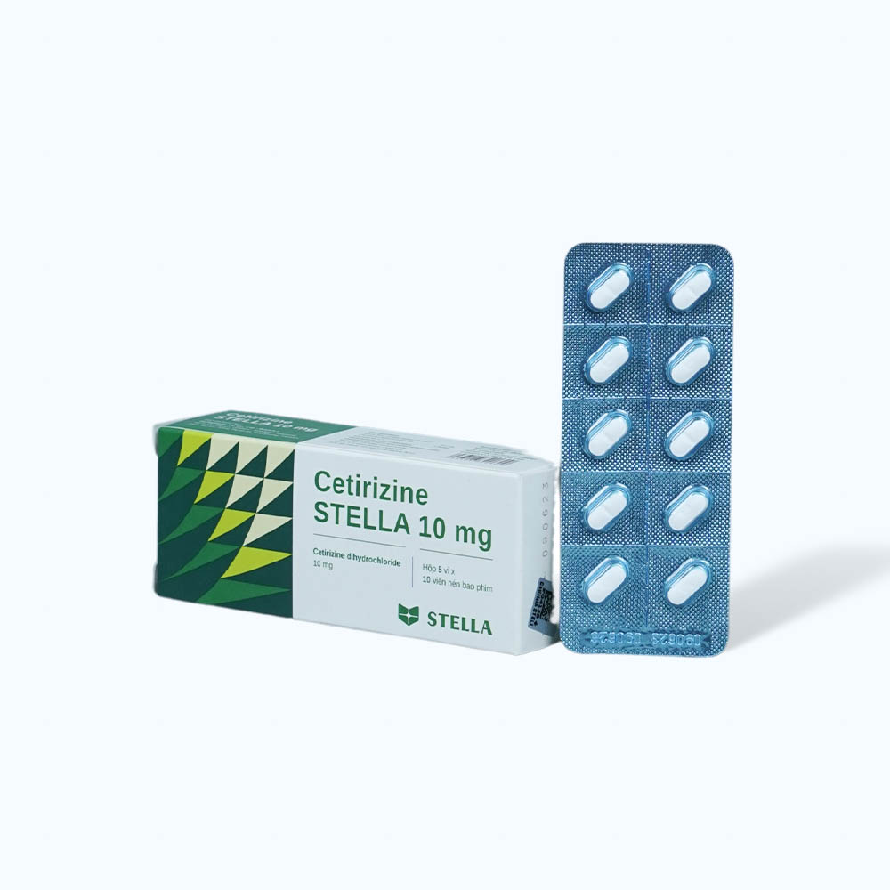 Viên nén Cetirizin Stella 10mg làm giảm các triệu chứng dị ứng ở mũi, mày đay (5 vỉ x 10 viên)