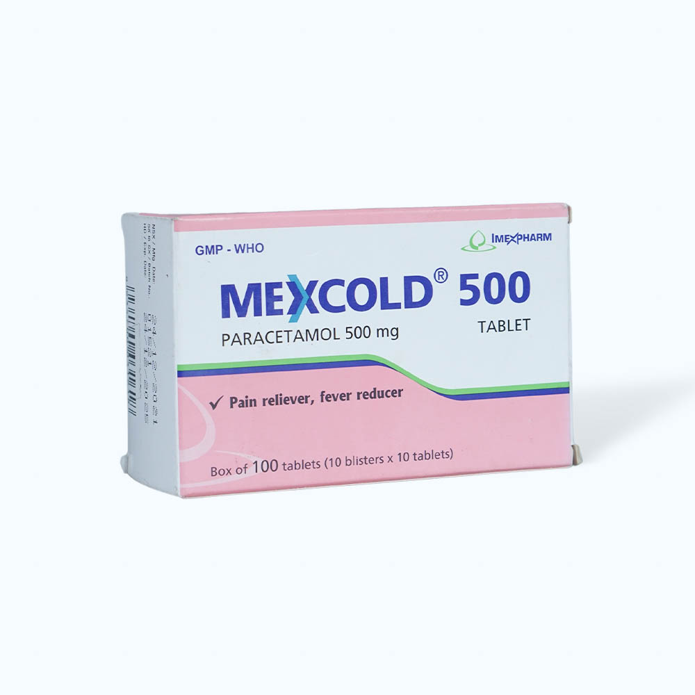 Viên nén Mexcold 500mg giảm đau từ nhẹ đến vừa và hạ sốt (10 vỉ x10 viên)