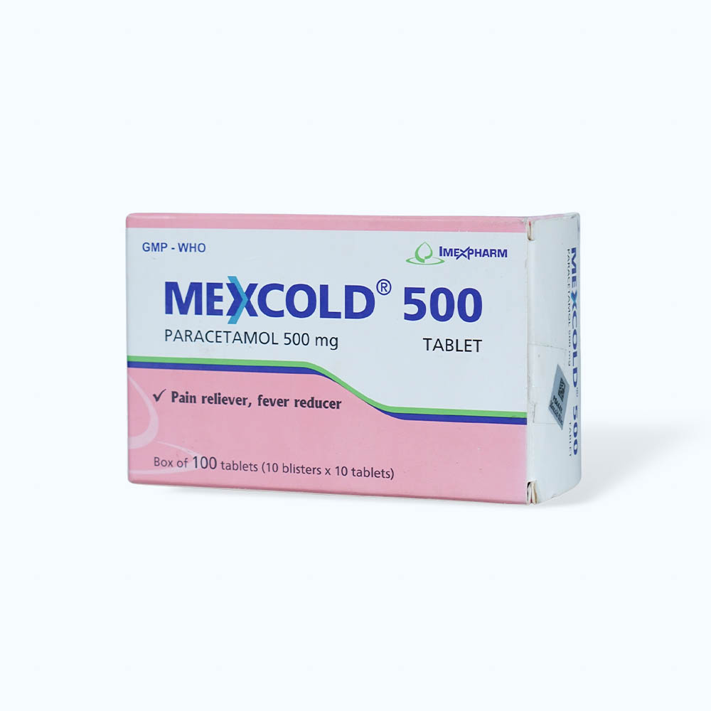 Viên nén Mexcold 500mg giảm đau từ nhẹ đến vừa và hạ sốt (10 vỉ x10 viên)