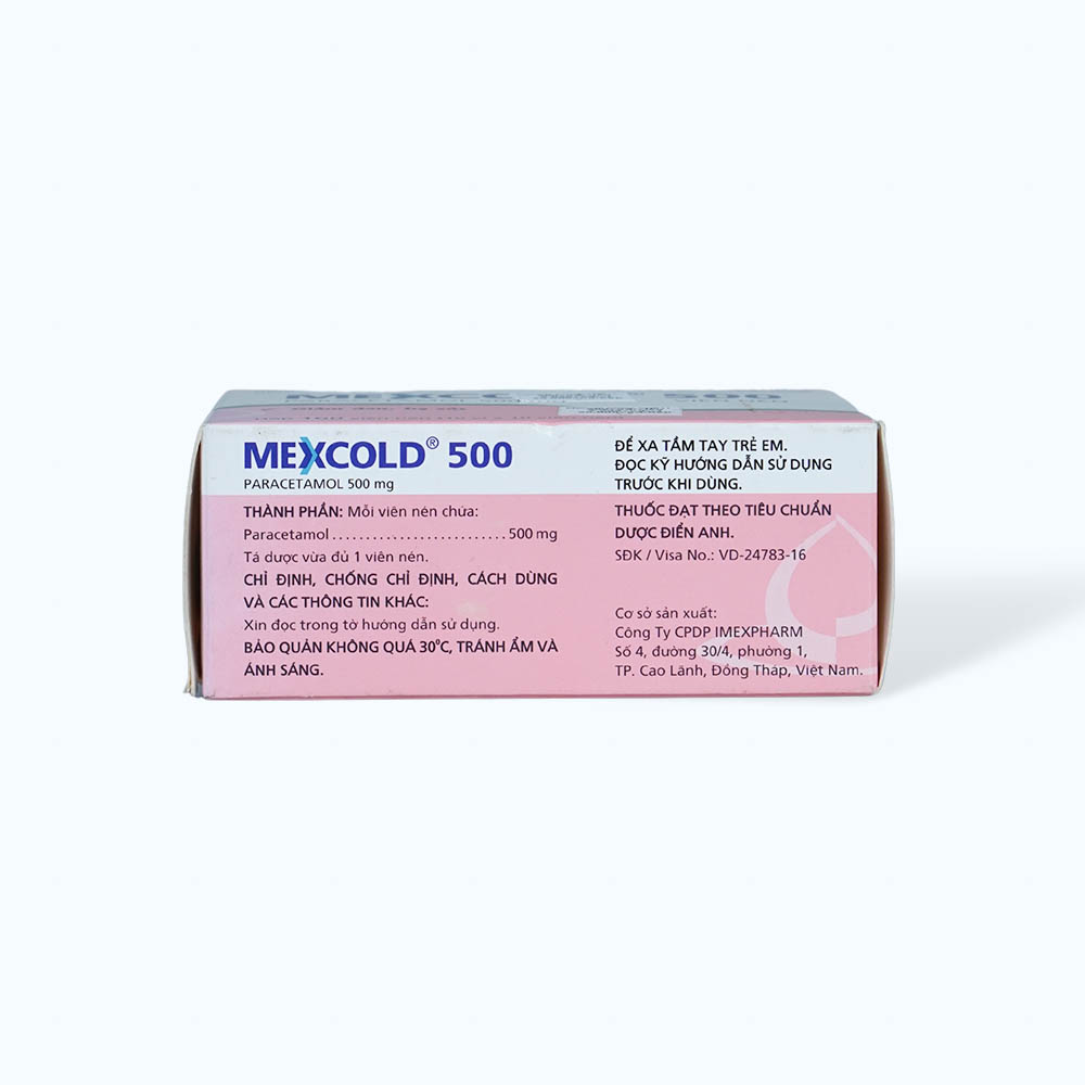 Viên nén Mexcold 500mg giảm đau từ nhẹ đến vừa và hạ sốt (10 vỉ x10 viên)