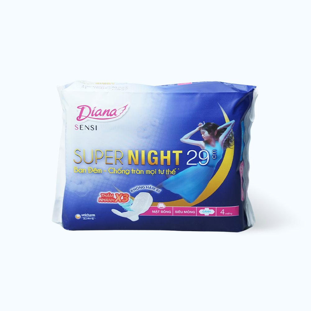 Băng Vệ Sinh Ban Đêm DIANA SENSI NIGHT 29 cm (4 Miếng)