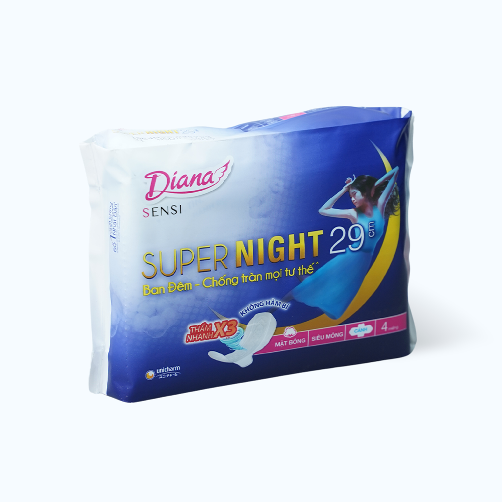 Băng Vệ Sinh Ban Đêm DIANA SENSI NIGHT 29 cm (4 Miếng)