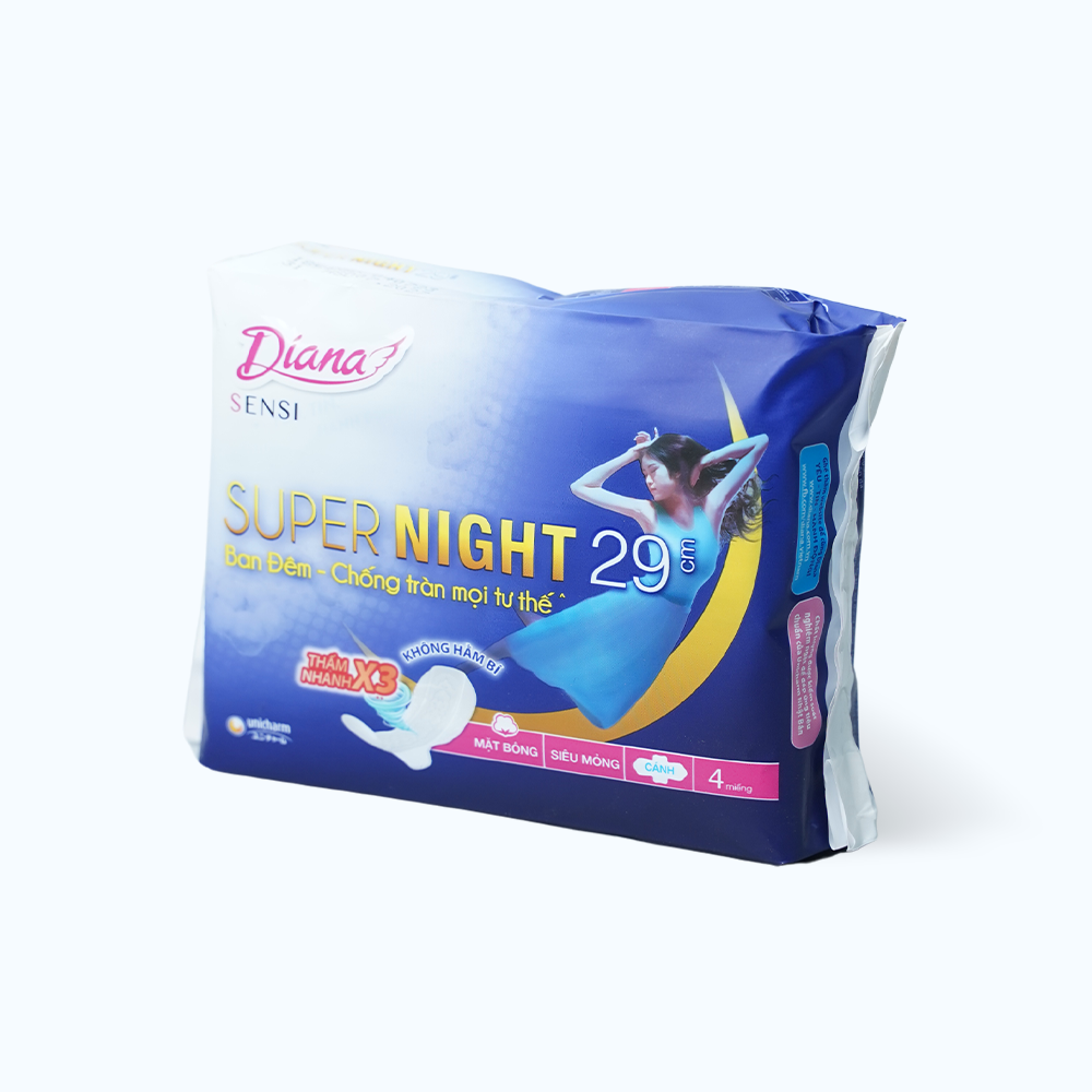 Băng Vệ Sinh Ban Đêm DIANA SENSI NIGHT 29 cm (4 Miếng)