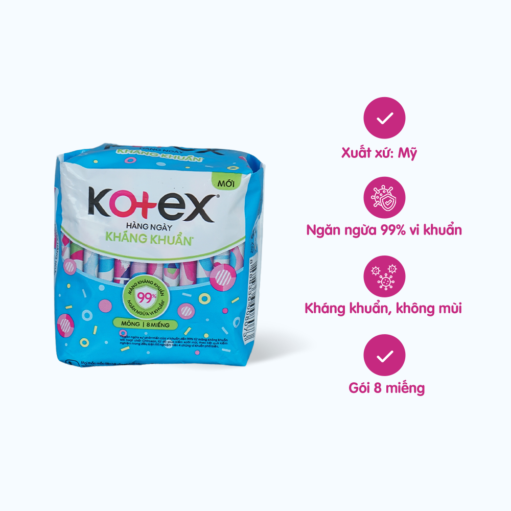 Băng Vệ Sinh Hằng Ngày KOTEX Hương Tự Nhiên (8 Miếng)