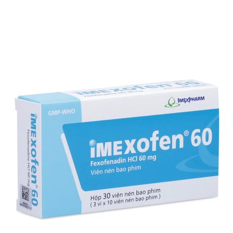 Viên nén Imexofen 60mg điều trị triệu chứng viêm mũi dị ứng (3 vỉ x 10 viên)