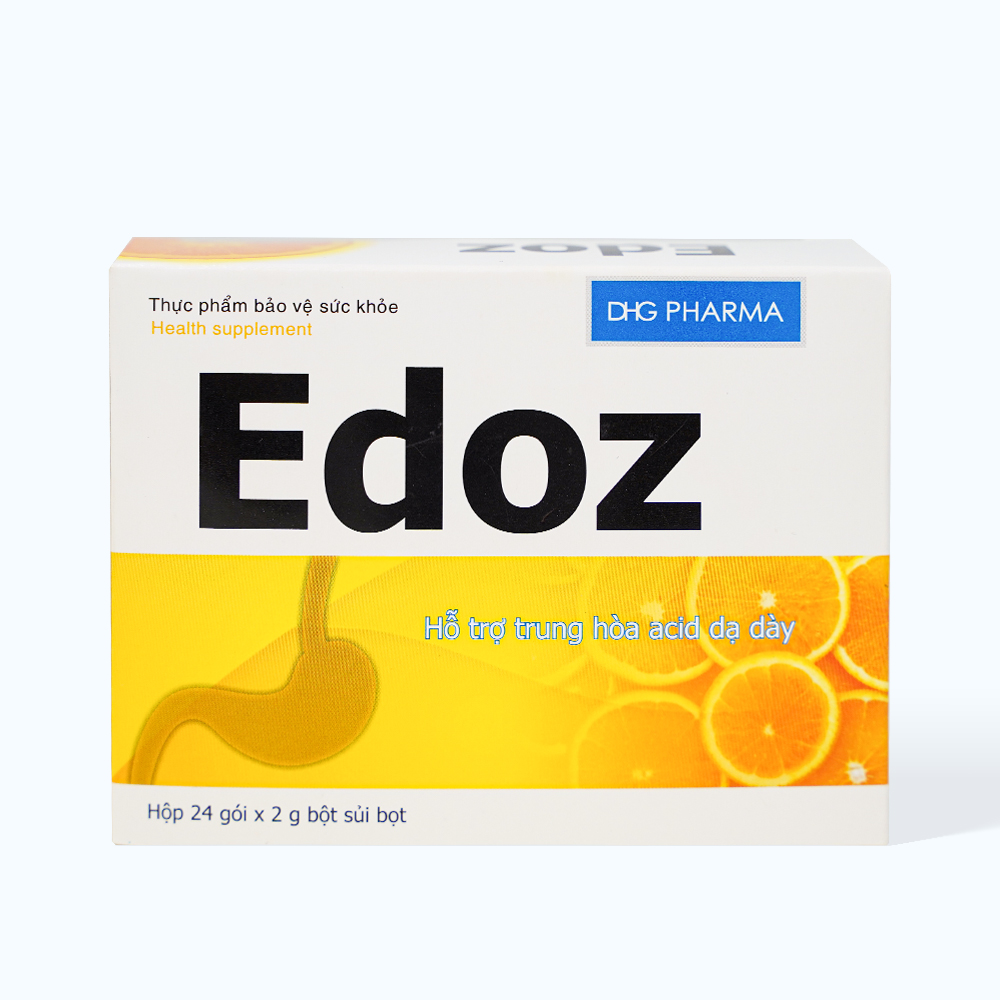 Bột sủi bọt Edoz DHG hỗ trợ giảm triệu chứng khó tiêu, đầy hơi (Hộp 24 gói x 2g)