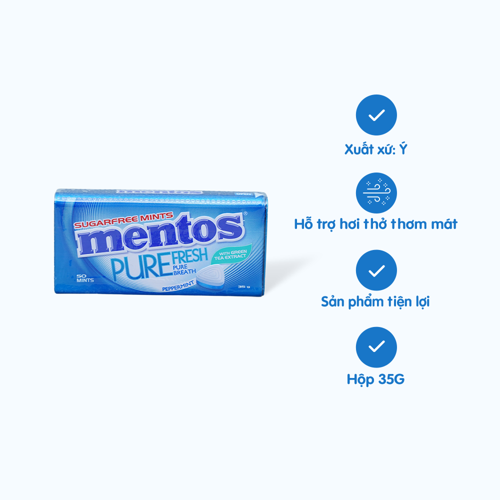 Kẹo ngậm MENTOS không đường hương Peppermint (35g)