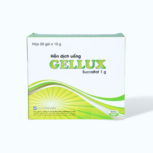 Hỗn dịch uống Gellux 15g trị viêm loét dạ dày, tá tràng trào ngược dạ dày thực quản (20 gói x 15g)