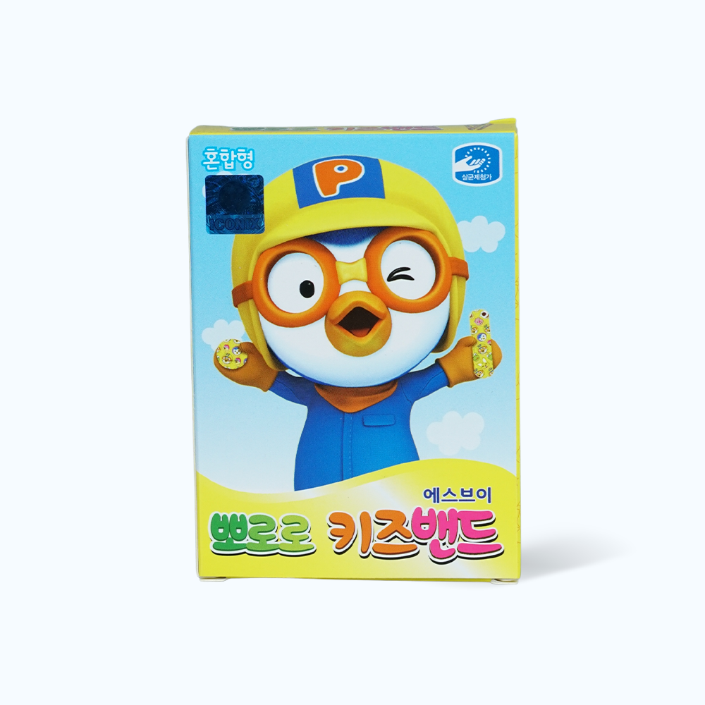 Băng cá nhân trẻ em in hình Pororo KIDS BAND bảo vệ vết thương hở 4 size (Hộp 20 miếng)