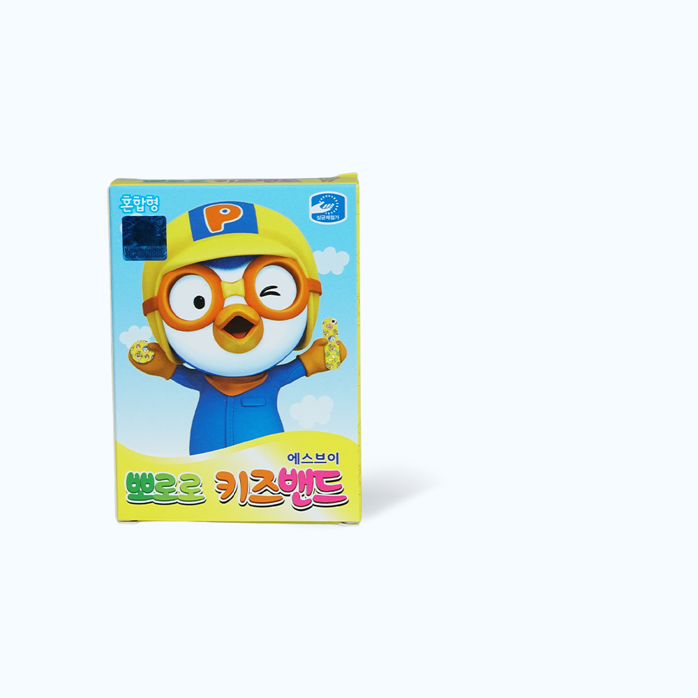 Băng cá nhân trẻ em in hình Pororo KIDS BAND bảo vệ vết thương hở 4 size (Hộp 20 miếng)