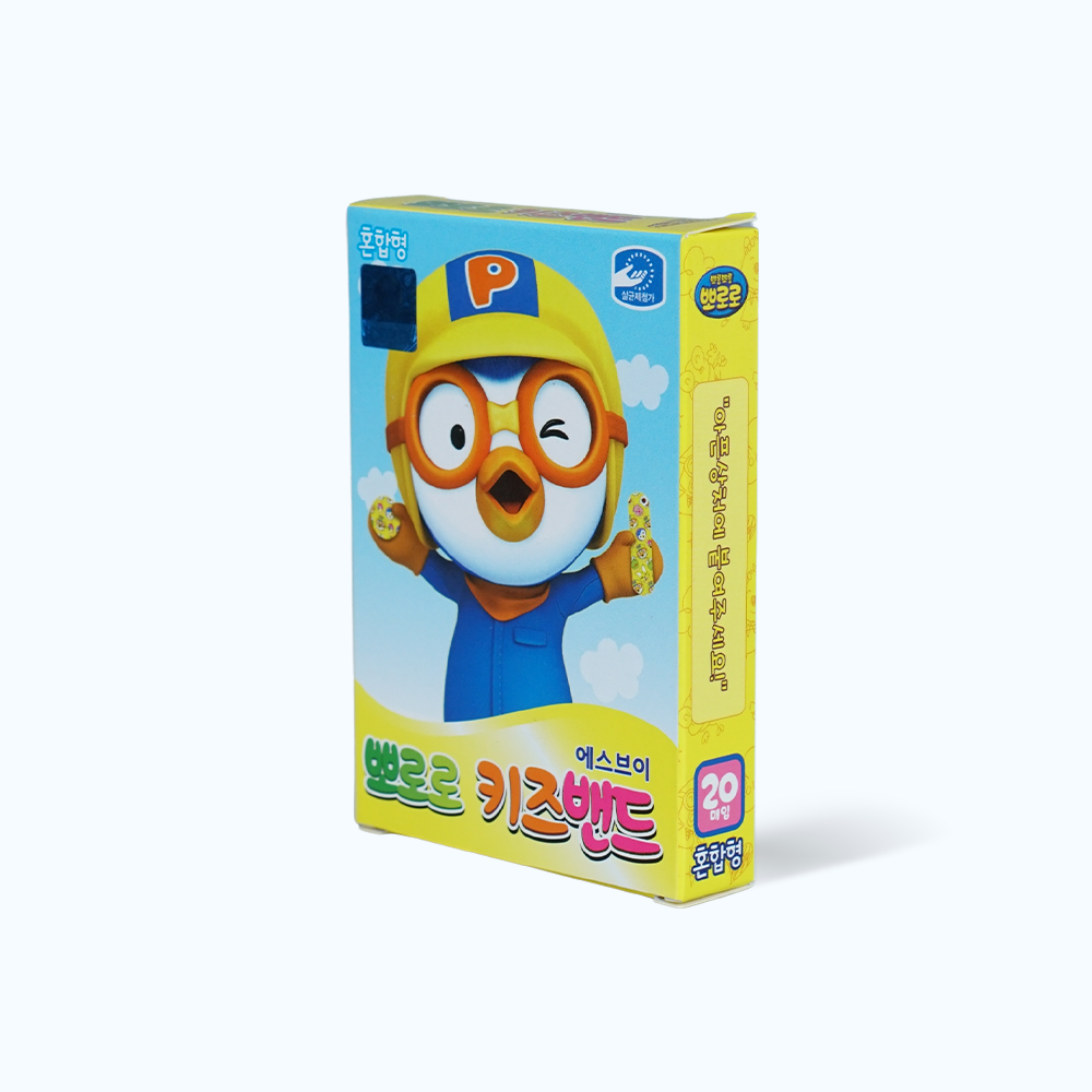 Băng cá nhân trẻ em in hình Pororo KIDS BAND bảo vệ vết thương hở 4 size (Hộp 20 miếng)