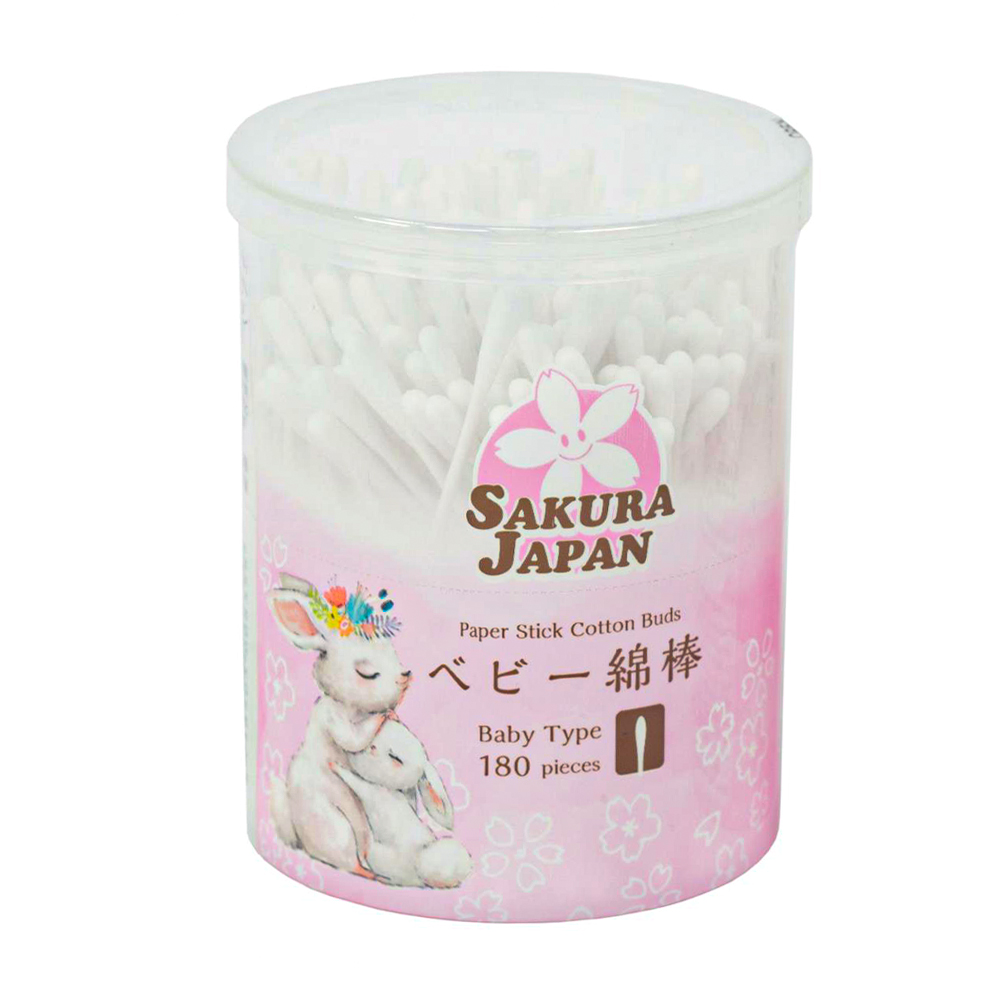 Tăm Bông Kháng Khuẩn Cho Trẻ Em SAKURA (180 Que/Hộp)