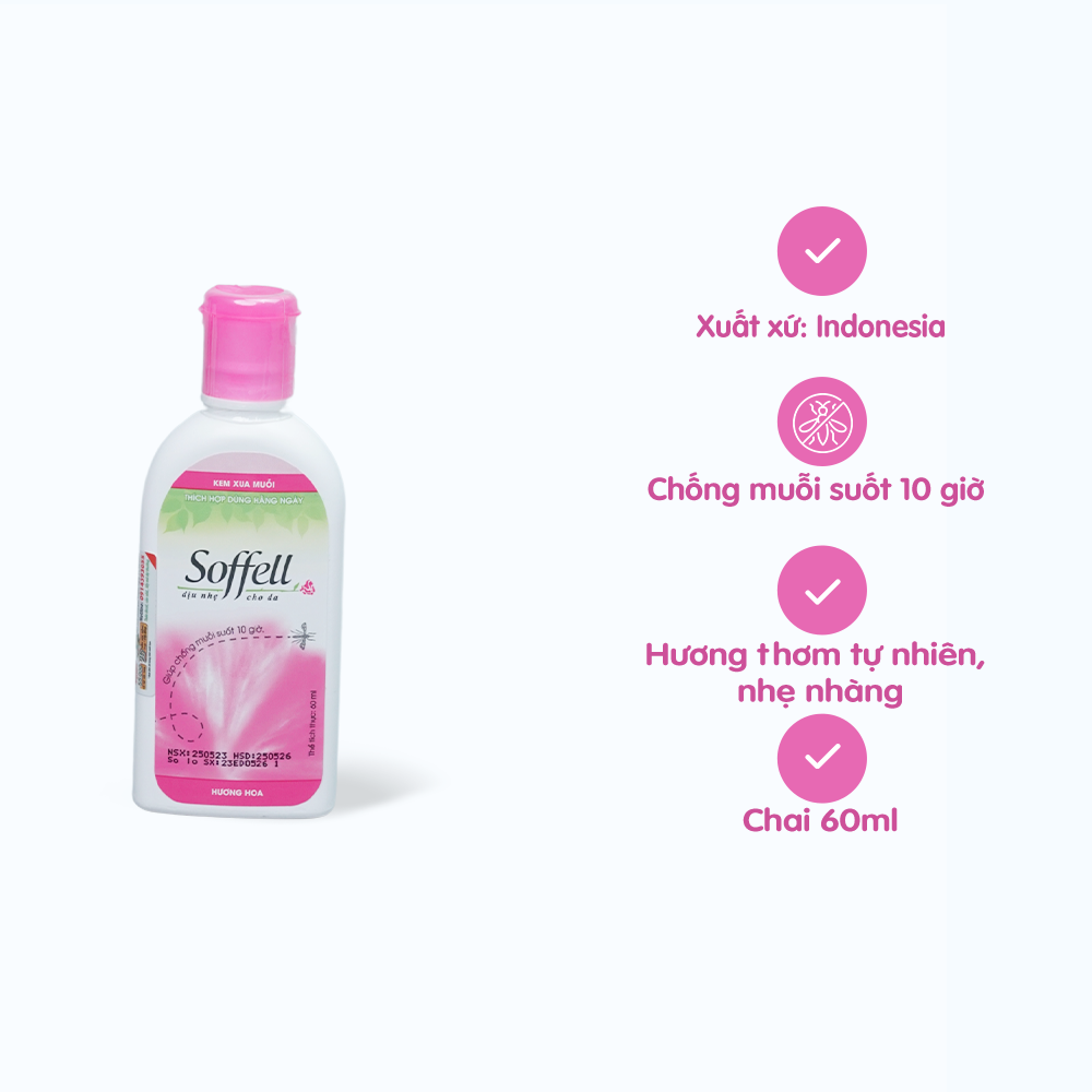 Kem chống muỗi hương hoa Soffell (60ml)