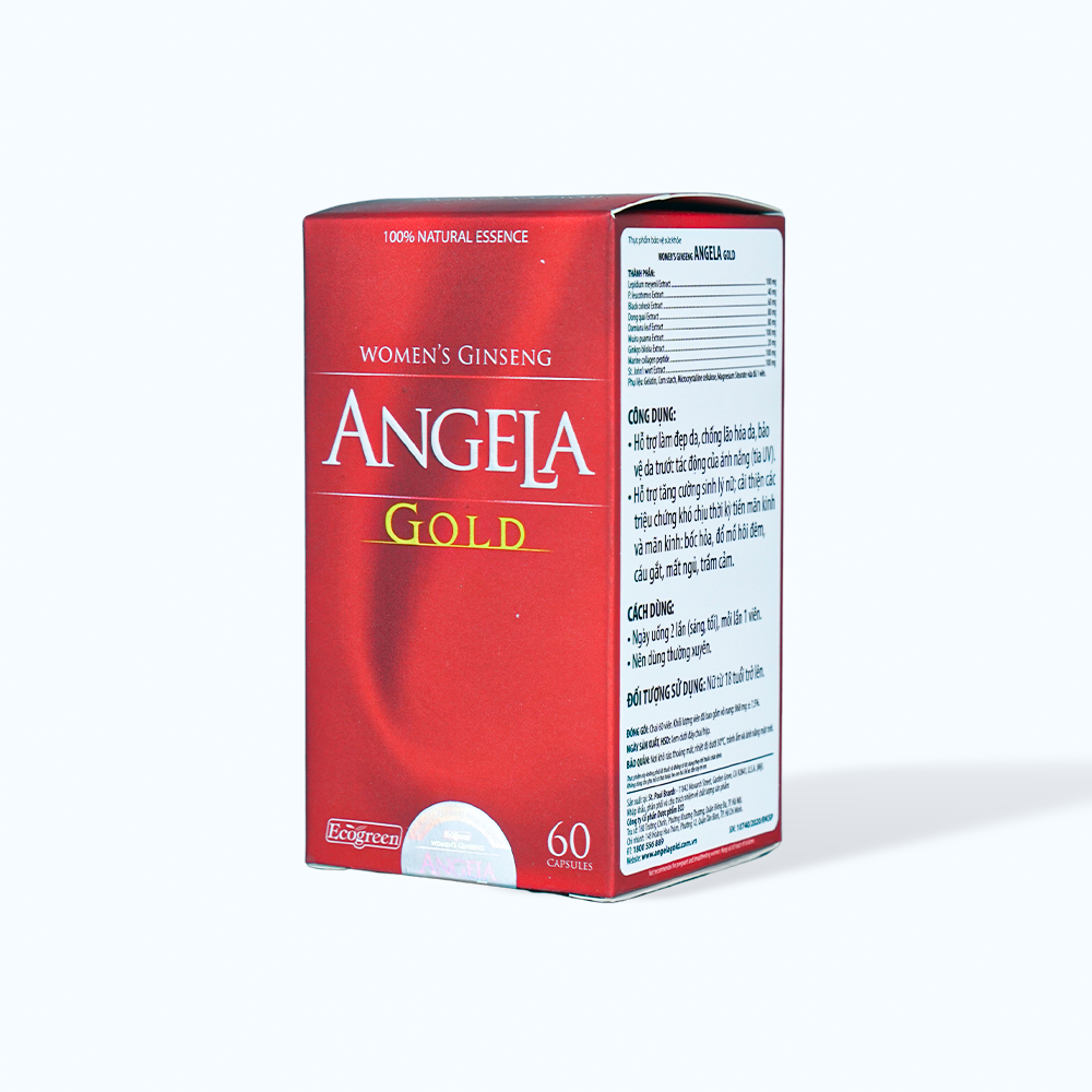 Viên uống sâm ANGELA GOLD Ecogreen hỗ trợ  tăng cường sinh lý nữ  & đẹp da (Hộp 60 viên)