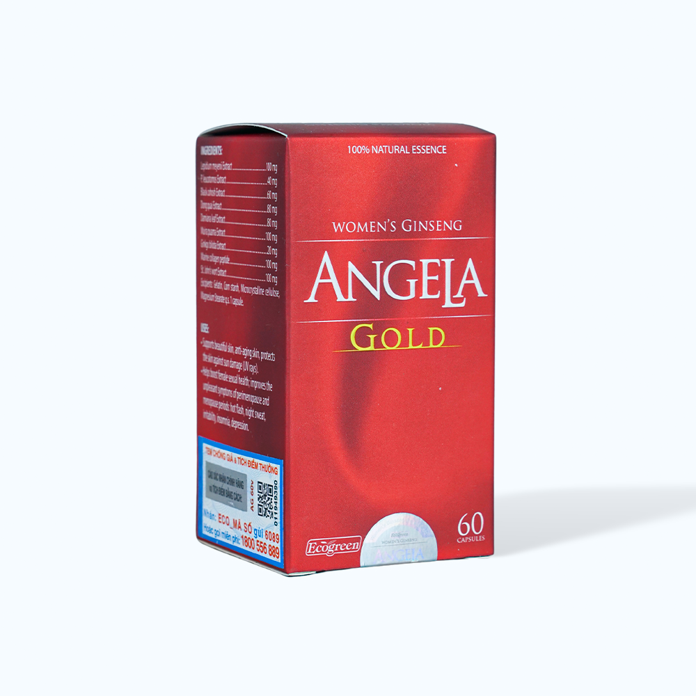 Viên uống sâm ANGELA GOLD Ecogreen hỗ trợ  tăng cường sinh lý nữ  & đẹp da (Hộp 60 viên)