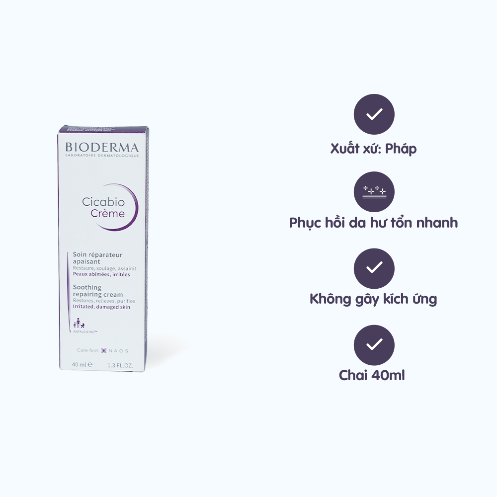 Kem dưỡng và làm dịu da BIODERMA CICABIO CREME (Tuýp 40ml)