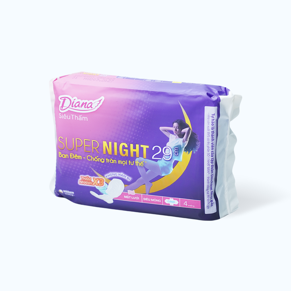 Băng vệ sinh ban đêm Diana Super Night 29cm (4 miếng/gói)