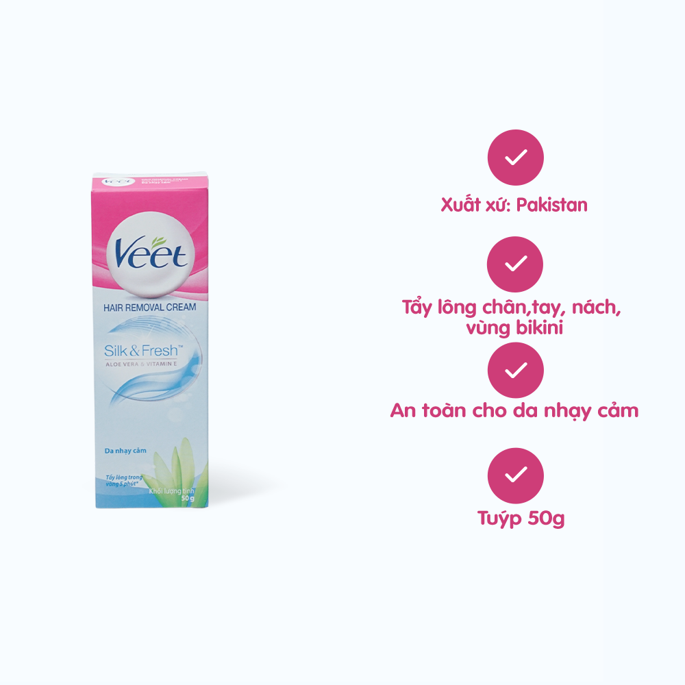 Kem tẩy lông cho da nhạy cảm Veet Silk & Fresh (50g)