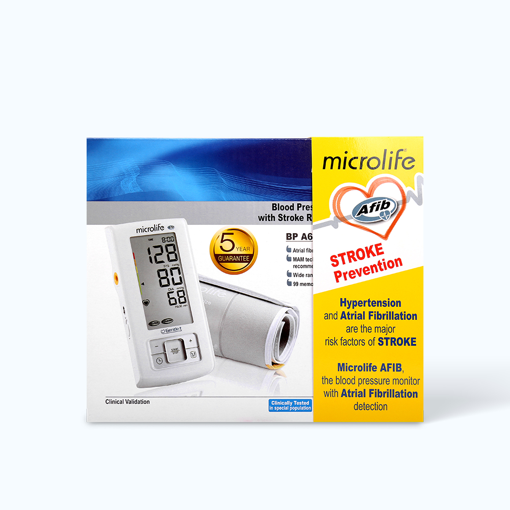Máy đo huyết áp bắp tay tự động MICROLIFE BP A6 Basic hỗ trợ tầm soát nhịp tim (1 cái)