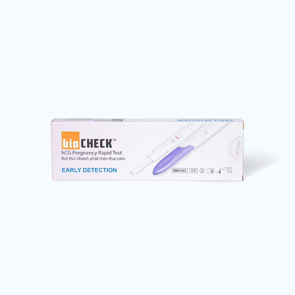 Bút thử thai sớm Early Detection BIOCHECK với ngưỡng phát hiện 25mIU/mL (1 cái)