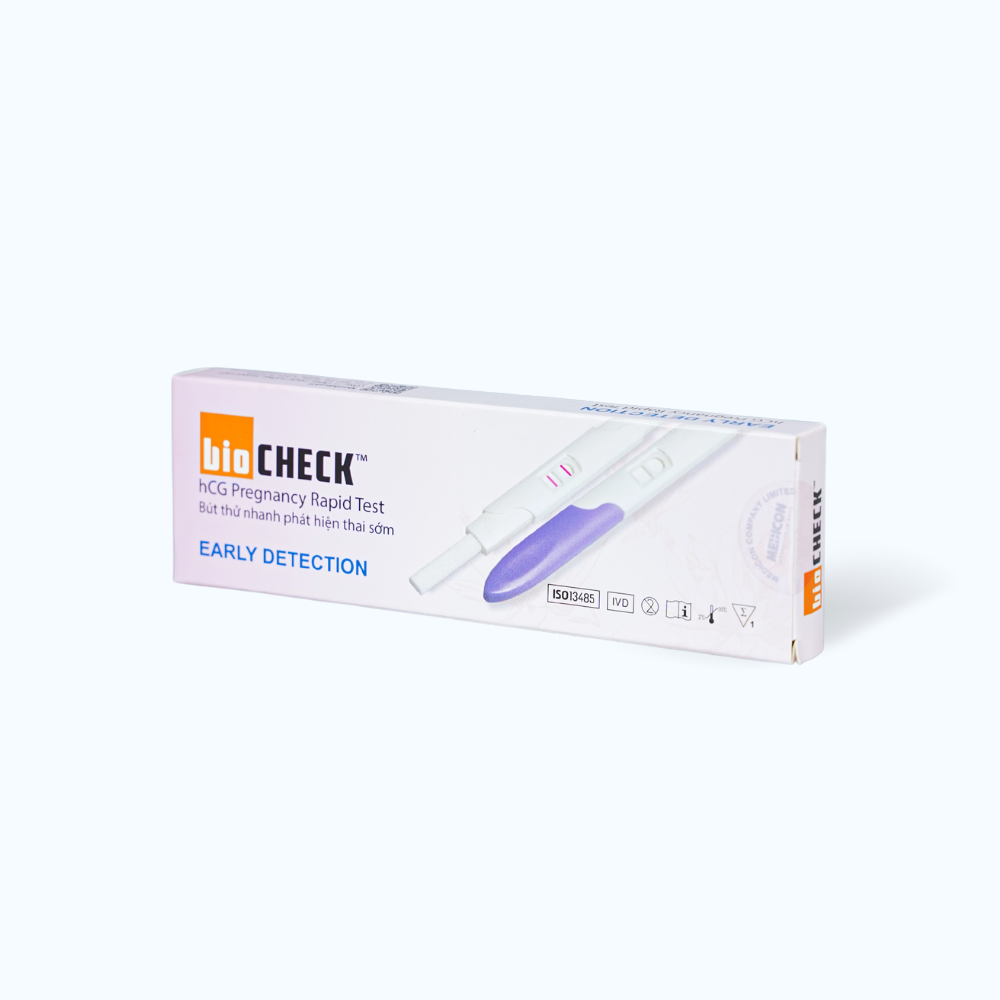 Bút thử thai sớm Early Detection BIOCHECK với ngưỡng phát hiện 25mIU/mL (1 cái)