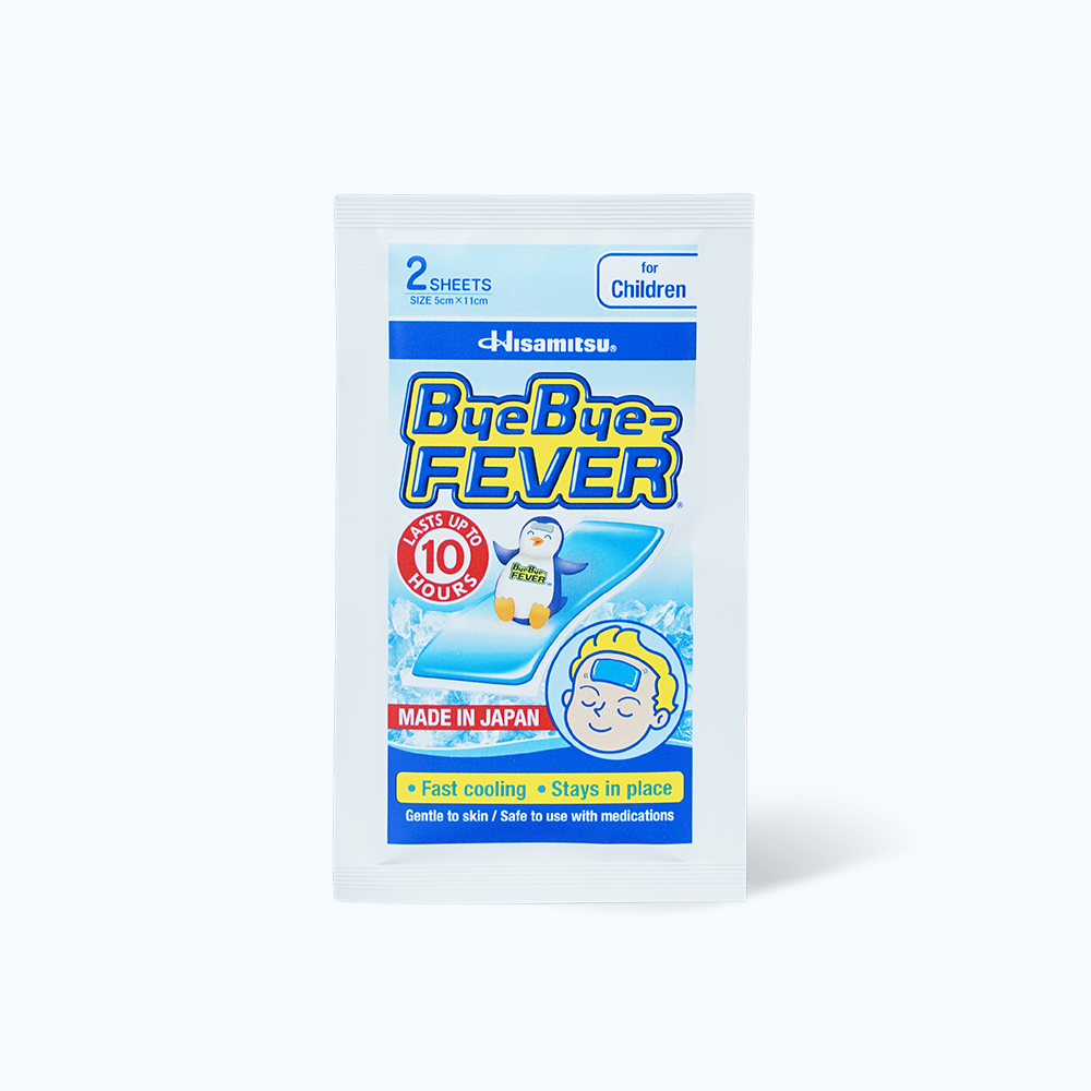 Miếng dán giảm sốt, hạ nhiệt nhanh Hisamitsu Bye Bye Fever (Gói 2 miếng)