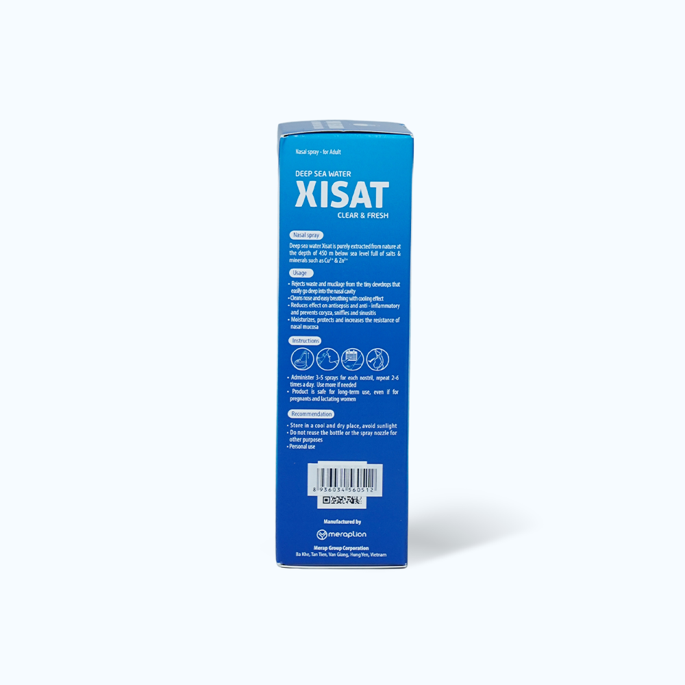 Dung dịch xịt mũi người lớn XISAT (xanh) giúp vệ sinh mũi, ngừa sổ mũi (75ml)