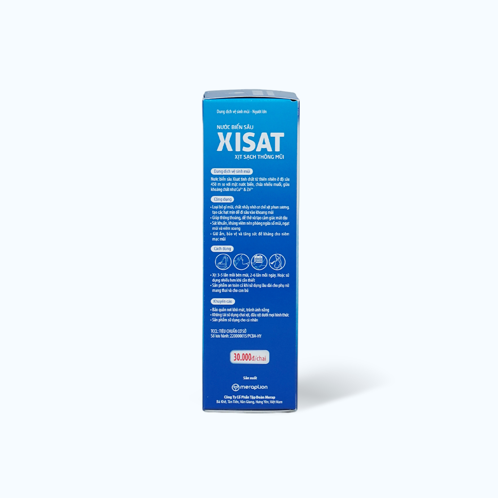 Dung dịch xịt mũi người lớn XISAT (xanh) giúp vệ sinh mũi, ngừa sổ mũi (75ml)