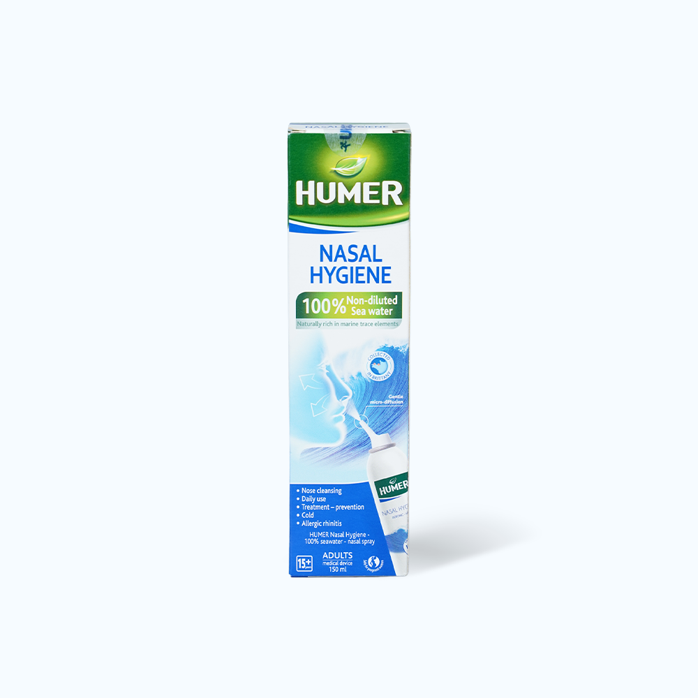 Dung dịch xịt mũi người lớn HUMER Nasal Hygiene Adulte giúp vệ sinh mũi xoang (150ml)