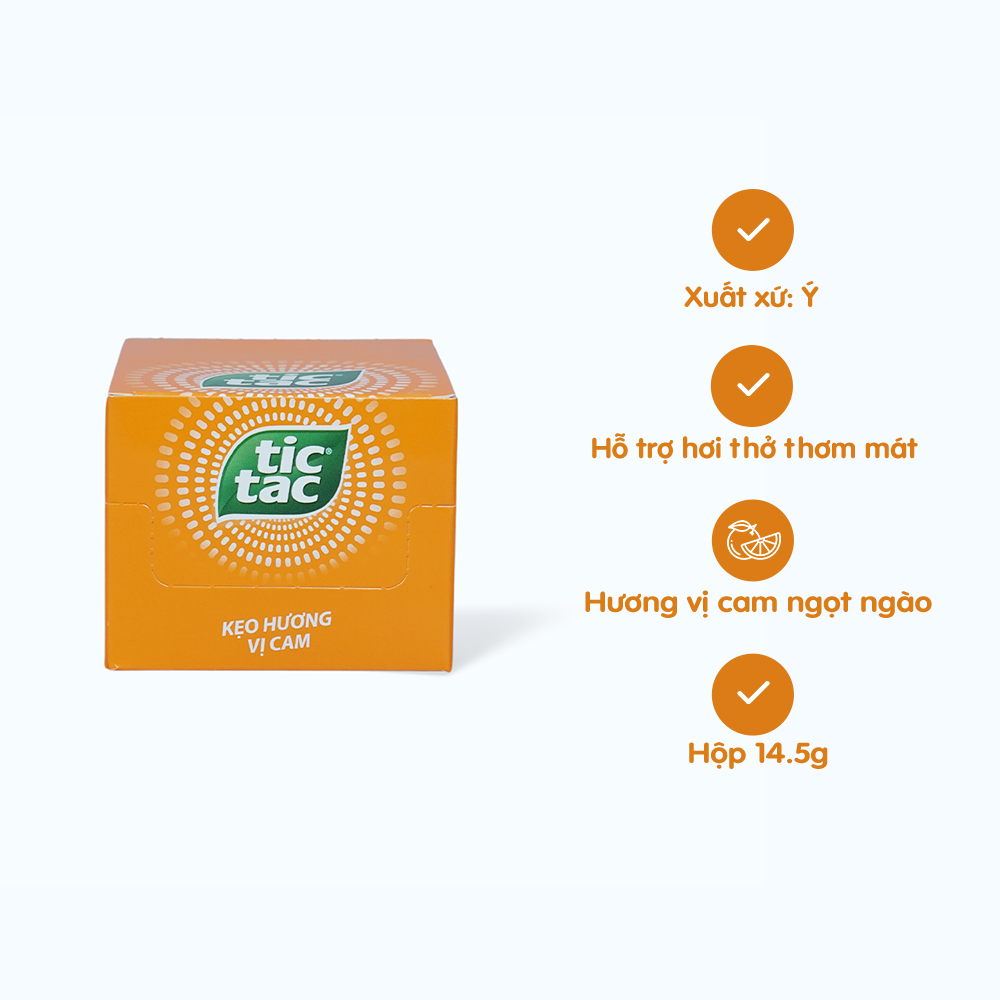 Kẹo ngậm TIC TAC bạc hà hương cam hủ (14.5g)