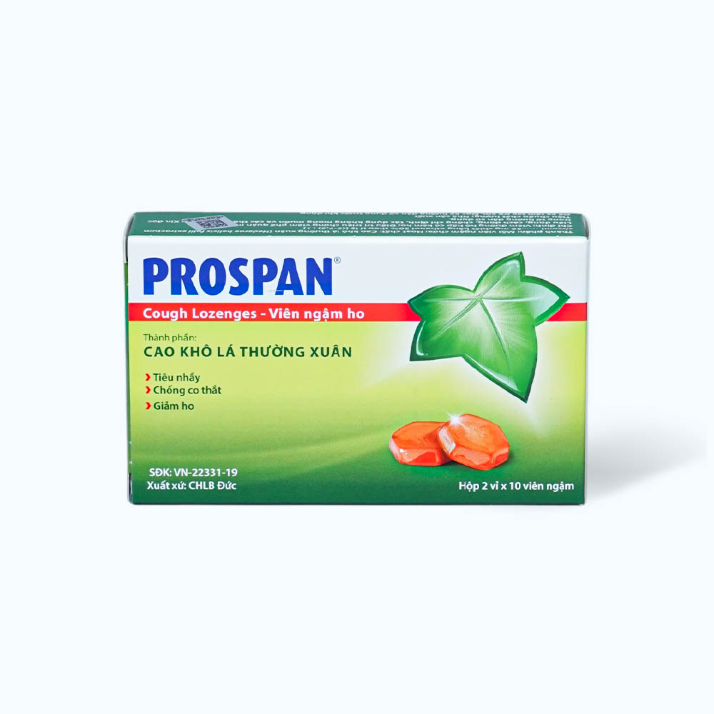 Viên ngậm Prospan điều trị viêm đường hô hấp cấp có kèm theo ho (2 vỉ x 10 viên)