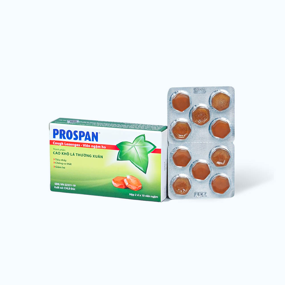 Viên ngậm Prospan điều trị viêm đường hô hấp cấp có kèm theo ho (2 vỉ x 10 viên)