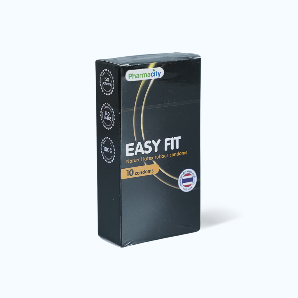 Bao cao su Pharmacity Easy Fit thiết kế ôm sát vừa vặn (10 cái/hộp)