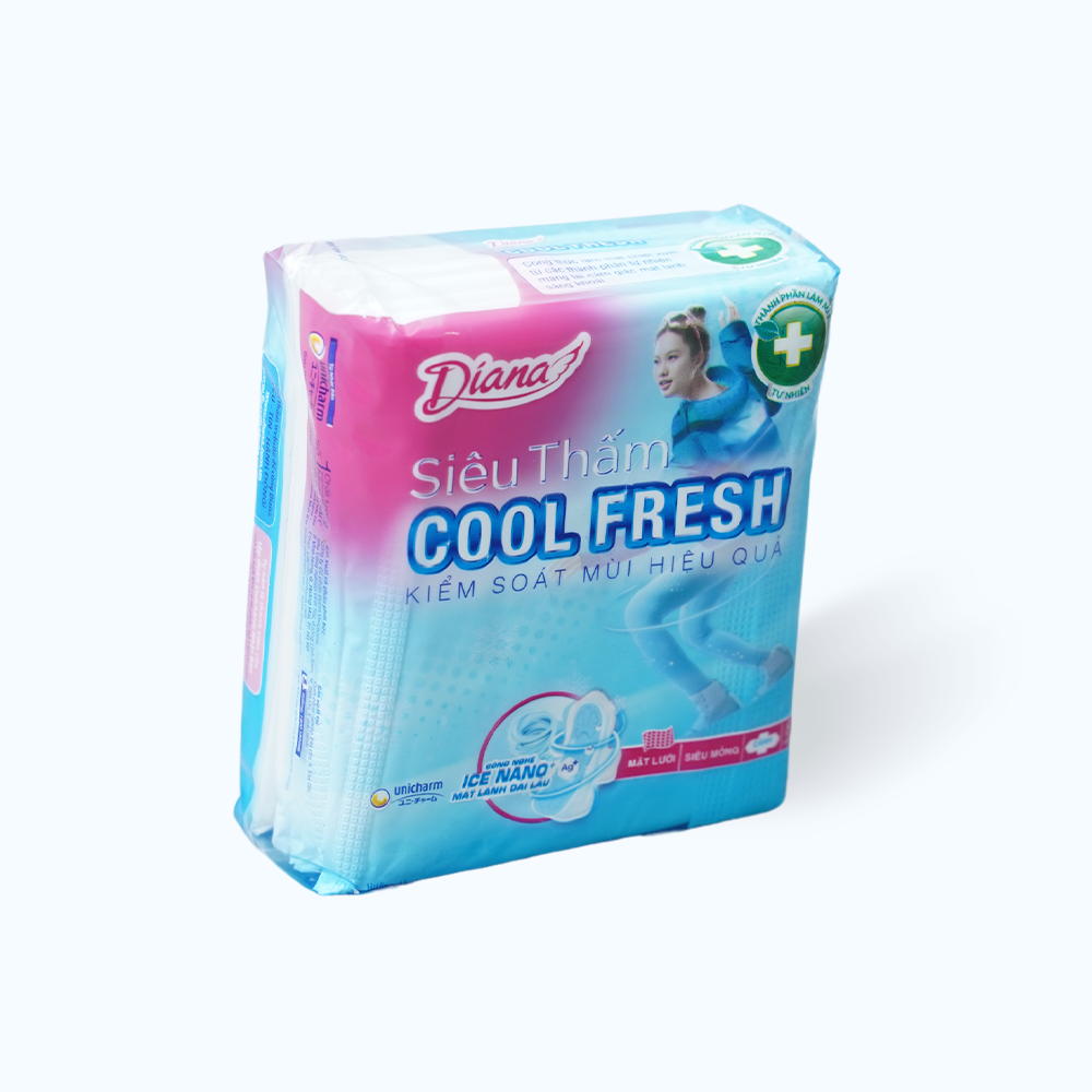 Băng vệ sinh Diana Sensi Cool Fresh Siêu thấm có cánh 23cm (8 miếng)