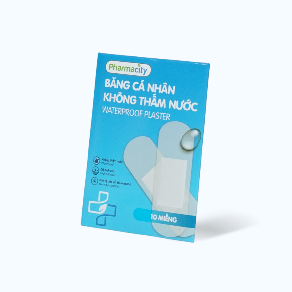 Băng dán cá nhân Pharmacity không thấm nước bảo vệ vết thương hở (10 miếng/gói)