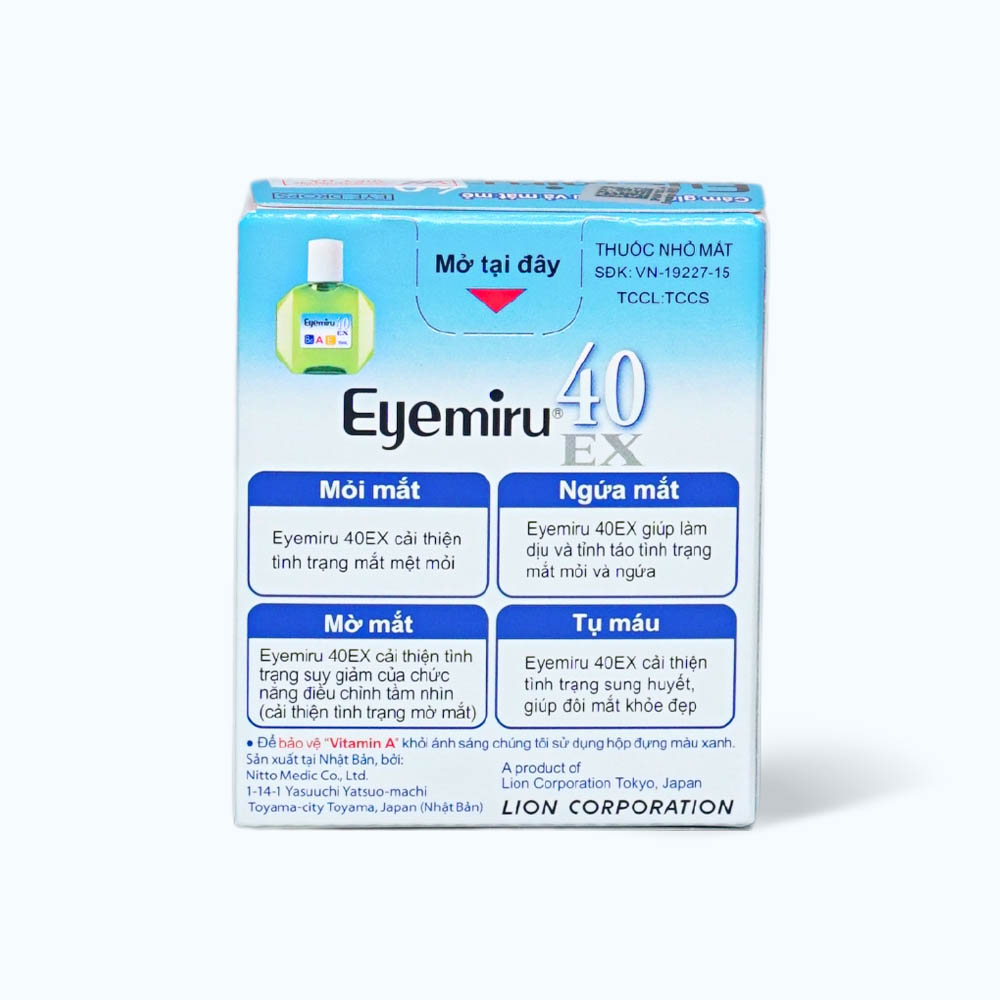 Thuốc nhỏ mắt Eyemiru 40EX trị mỏi mắt, đỏ mắt, ngứa mắt (chai 15ml)