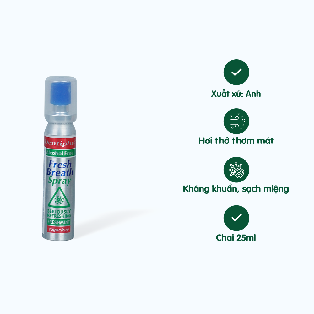 Xịt Thơm Miệng DENTIPLUS Không Cồn (chai 25ml)