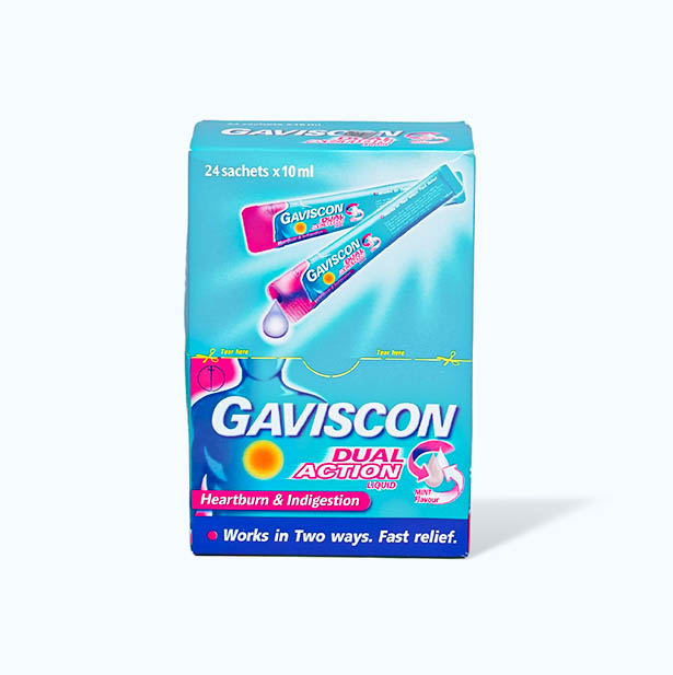 Hỗn dịch uống Gaviscon Dual Action trị trào ngược dạ dày thực quản (24 gói x 10ml)