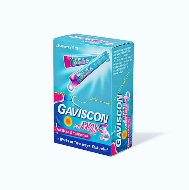 Hỗn dịch uống Gaviscon Dual Action trị trào ngược dạ dày thực quản (24 gói x 10ml)