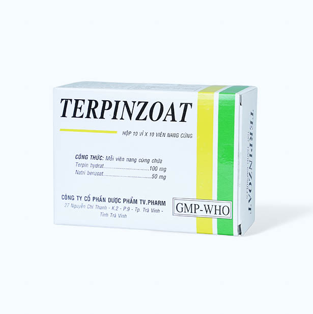 Viên nang Terpinzoat 100mg/50mg trị ho, long đờm trong viêm phế quản cấp, mãn tính (10 vỉ x 10 viên)