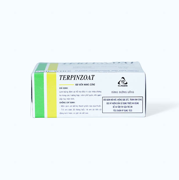 Viên nang Terpinzoat 100mg/50mg trị ho, long đờm trong viêm phế quản cấp, mãn tính (10 vỉ x 10 viên)