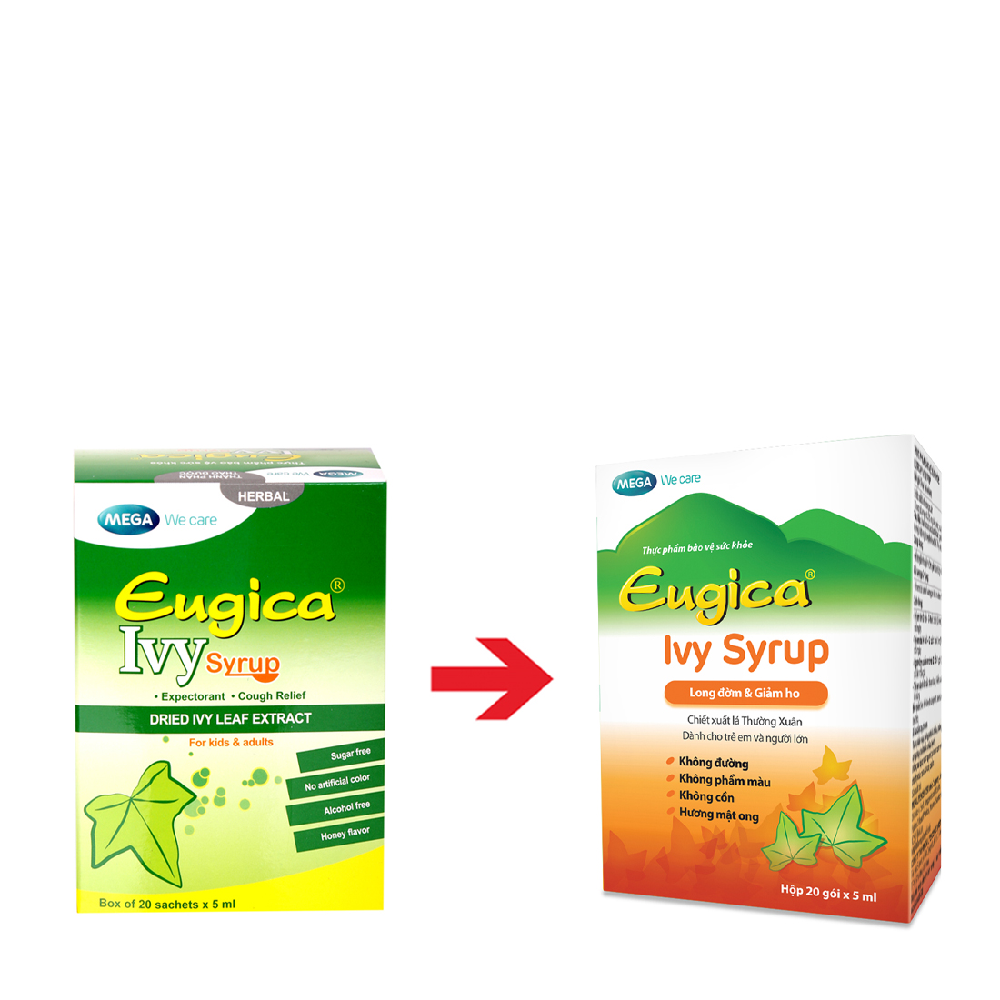Siro Eugica Ivy hỗ trợ long đờm, giảm ho (Hộp 20 gói x 5ml)