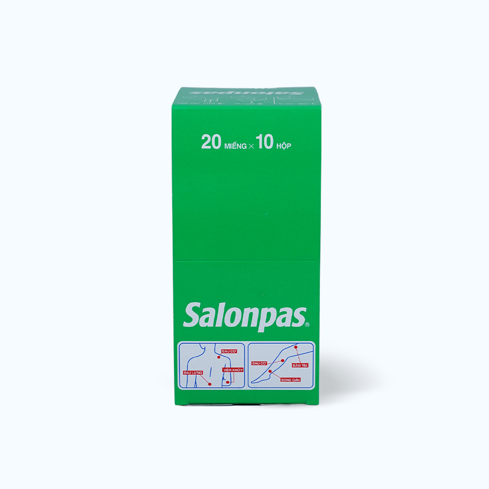 Cao dán Salonpas 6.5cmx4.2cm dùng giảm đau, kháng viêm trong các cơn đau (2 gói x 10 miếng)
